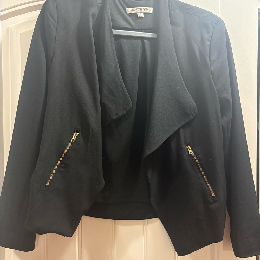 Versona Black Blazer with Gold Zippers